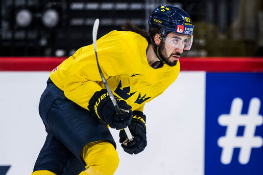 Mika Zibanejad of Sweden at a practice session