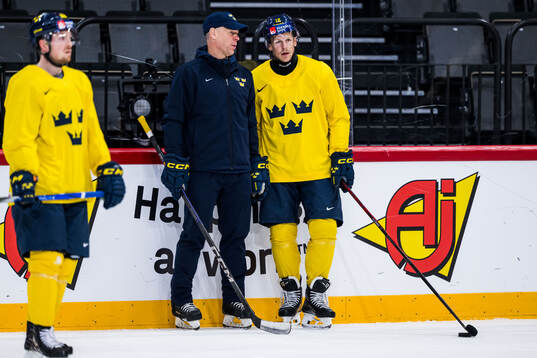 Assistant coach Nicklas Rahm and Max Friberg of Sweden at a