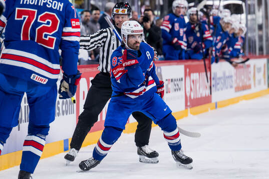 Conor Garland of USA celebrates