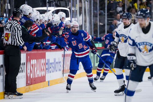 Conor Garland of USA celebrates