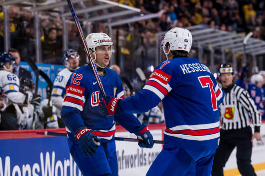 Shane Pinto and Michael Kesselring of USA celebrate