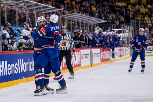 Shane Pinto and Michael Kesselring of USA celebrate