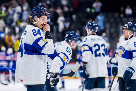 Hannes Björninen of Finland looks dejected