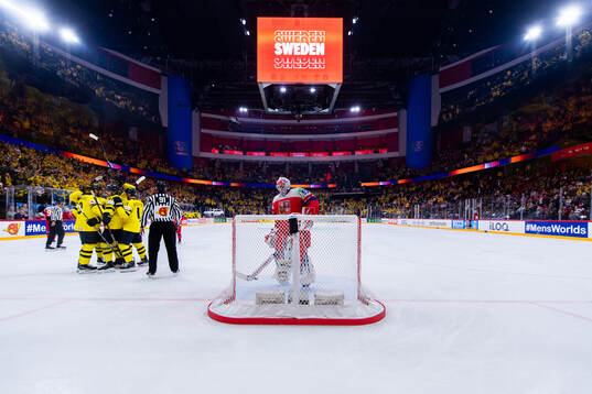 Filip Forsberg, Leo Carlsson and Mikael Backlund of Sweden