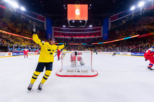 Lucas Raymond of Sweden celebrates