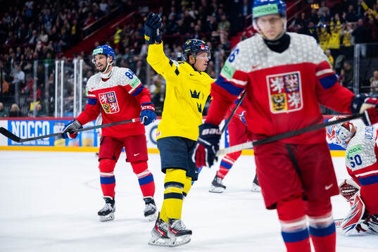Lucas Raymond of Sweden celebrates