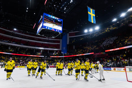 Players of Sweden celebrate