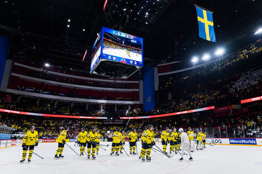 Players of Sweden celebrate