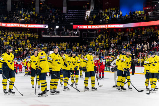 Players of Sweden celebrate