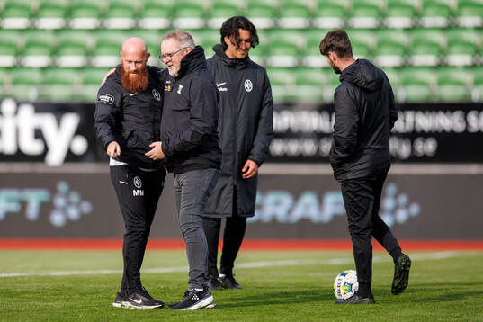 Landskronas tränare Max Mölder och Varbergs tränare Roar
