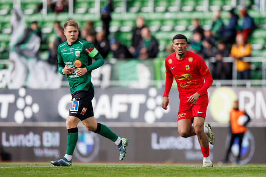 Varbergs Gustav Broman och Landskronas Cameron Streete