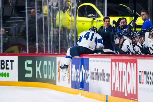 Jan-Mikael Jarvinen of Finland in pain