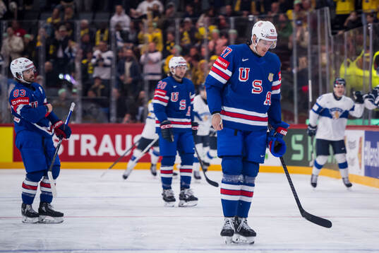 Michael McCarron of USA looks dejected