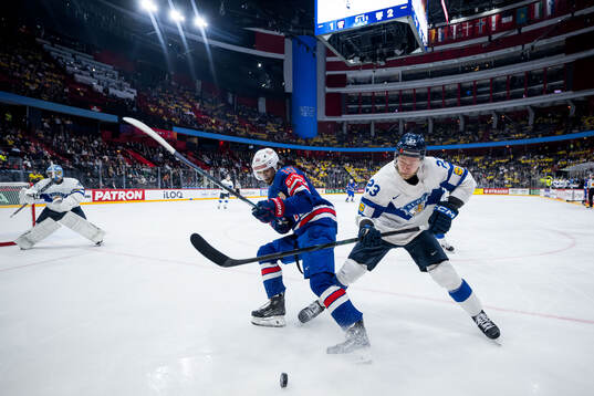 Matty Beniers of USA and Nikolas Matinpalo of Finland