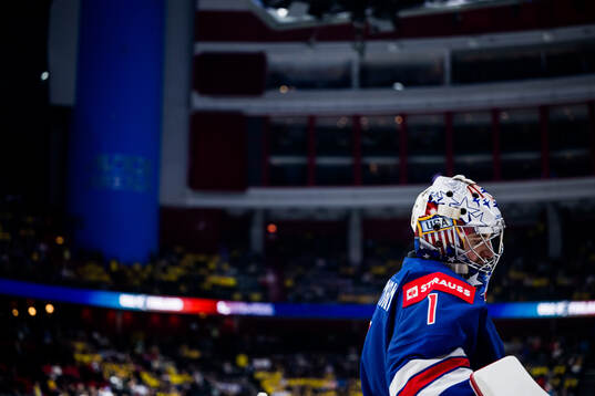 Goalkeeper Jeremy Swayman of USA