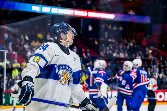 Hannes Björninen of Finland looks dejected