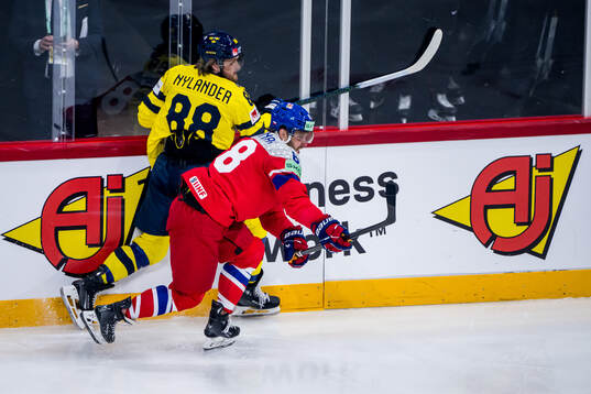 William Nylander of Sweden and David Pastrnak of Czech