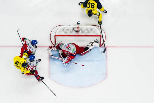 goaltender Karel Vejmelka of Czech Republic and Marcus