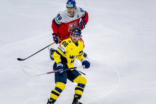 William Nylander of Sweden and David Pastrnak of Czech