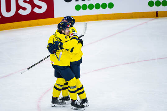 Leo Carlsson of Sweden celebrates the 1-0 goal