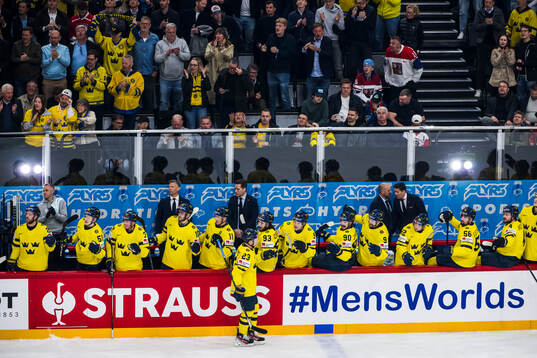 Lucas Raymond of Sweden celebrates the 3-0 goal