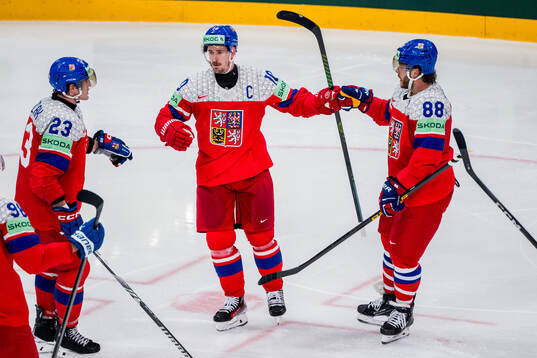 Lukas Sedlak, Roman Cervenka and David Pastrnak of Czech
