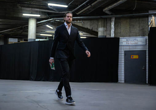 Goaltender Jacob Markström of Sweden arrives to the arena