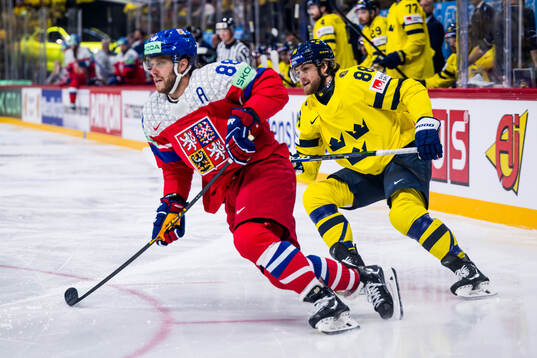 David Pastrnak of Czech Republic and William Nylander of