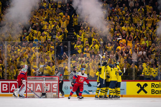 Players of Sweden celebrate