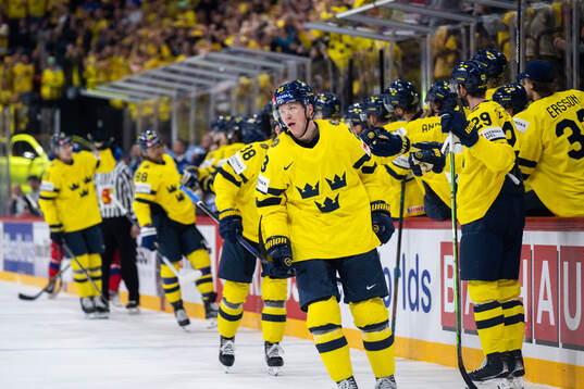 Lucas Raymond of Sweden celebrates