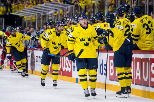 Lucas Raymond of Sweden celebrates the 1-0 goal