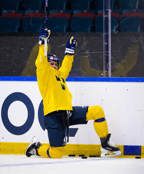 William Nylander of Sweden celebrates