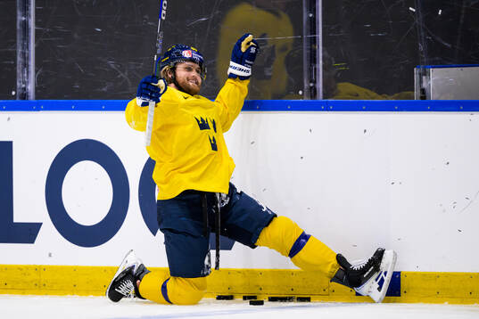William Nylander of Sweden celebrates