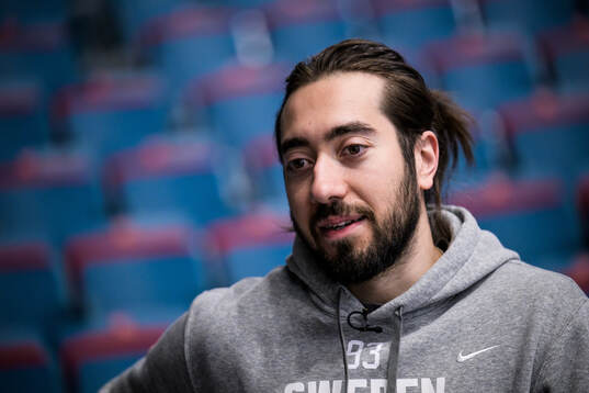 Mika Zibanejad of Sweden at a practice session