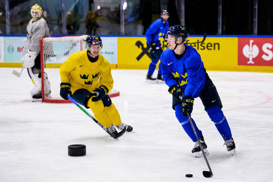 Anton Bengtsson and Emil Heineman of Sweden at a practice