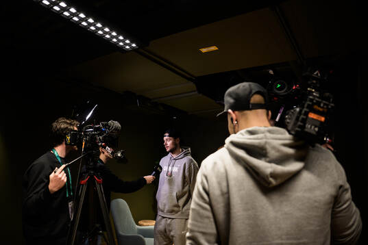 Goaltender Frederik Dichow of Denmark at a press event