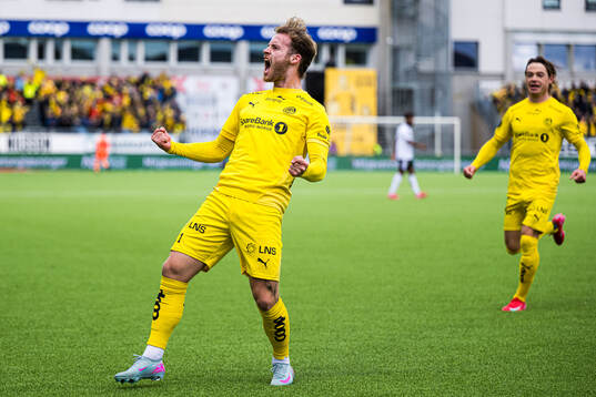 Ole Didrik Blomberg of Bodø/Glimt celebrates