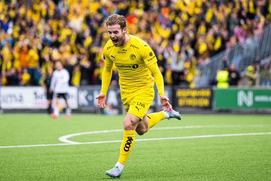 Ole Didrik Blomberg of Bodø/Glimt celebrates