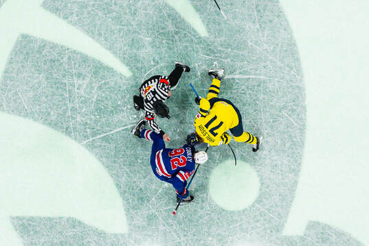 Logan Cooley of USA and William Karlsson of Sweden