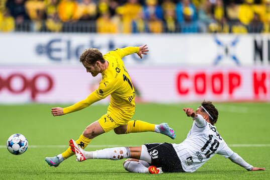 Ole Didrik Blomberg of Bodø/Glimt and Adrian Nilsen