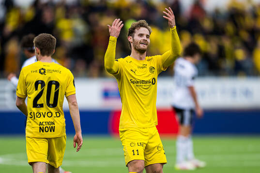 Ole Didrik Blomberg of Bodø/Glimt celebrates