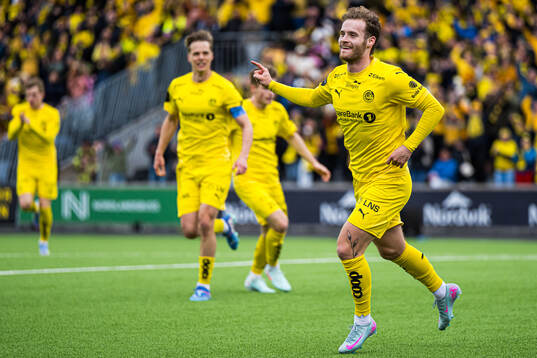 Ole Didrik Blomberg of Bodø/Glimt celebrates