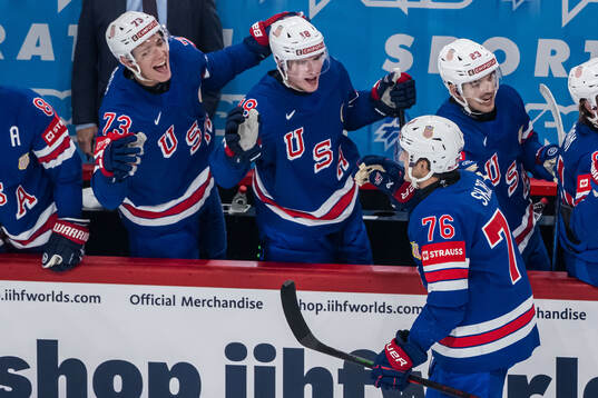 Brady Skjei of USA celebrates