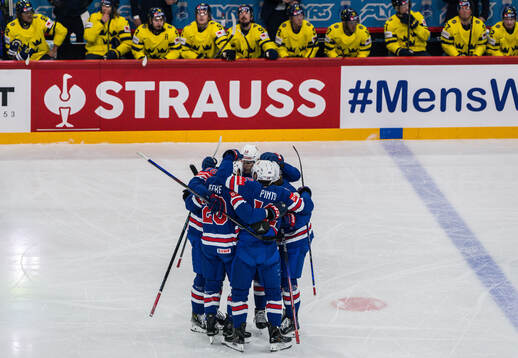 Brady Skjei of USA celebrates