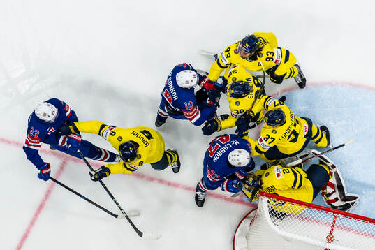 Michael Eyssimont, Drew O'Connor and Michael McCarron of