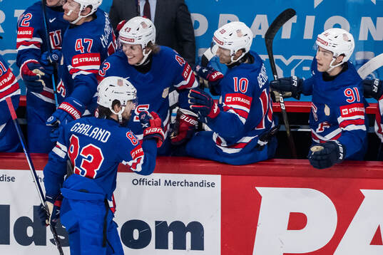 Conor Garland of USA celebrates
