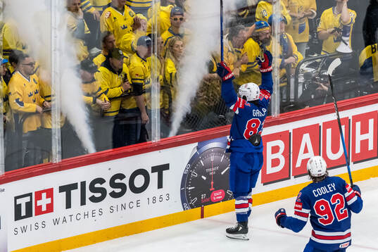 Conor Garland of USA celebrates