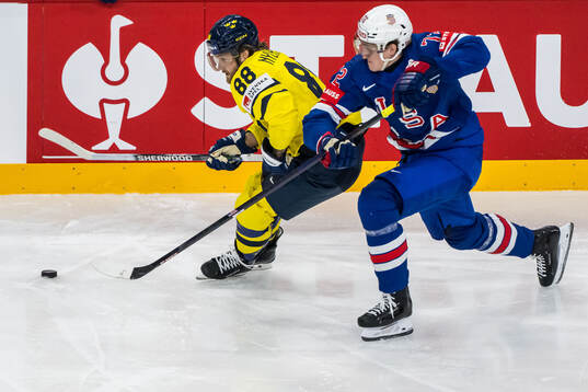 William Nylander of Sweden and Tage Thompson of USA