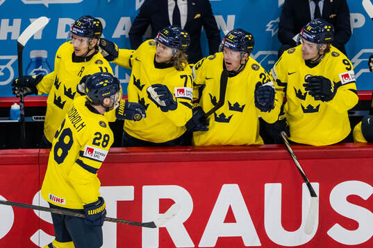 Elias Lindholm of Sweden celebrates