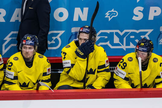 Simon Edvinsson of Sweden looks dejected